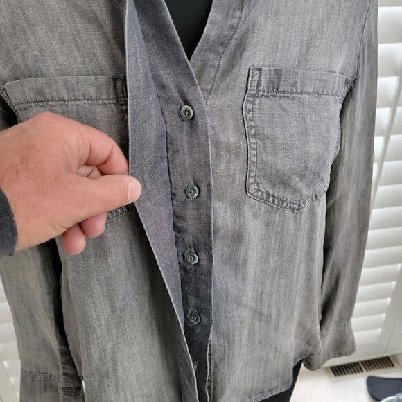Anthropologie Cloth & Stone Button Shirt - Gray - SUPER SOFT Size S - Picture 7 of 12